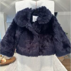 Girl’s Janie & Jack Cropped Faux Fir Jacket - Size 5-6